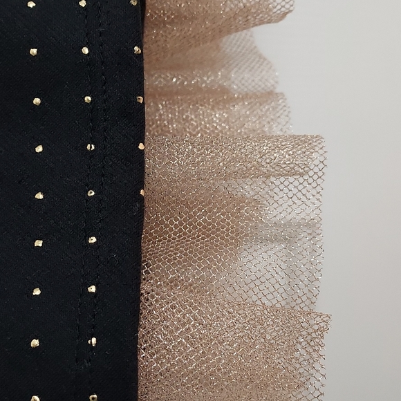 Girls black drop waist dress with gold polka dots - Picture 3 of 5